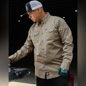 Dixxon Workforce Khaki Long Sleeve Work Shirt XL NWT